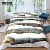 Crocodile Duvet Cover Set Wild Alligator Pattern Bedding Set Wildlife Style Comforter Cover Horror Animal Theme Twin Quilt Cover