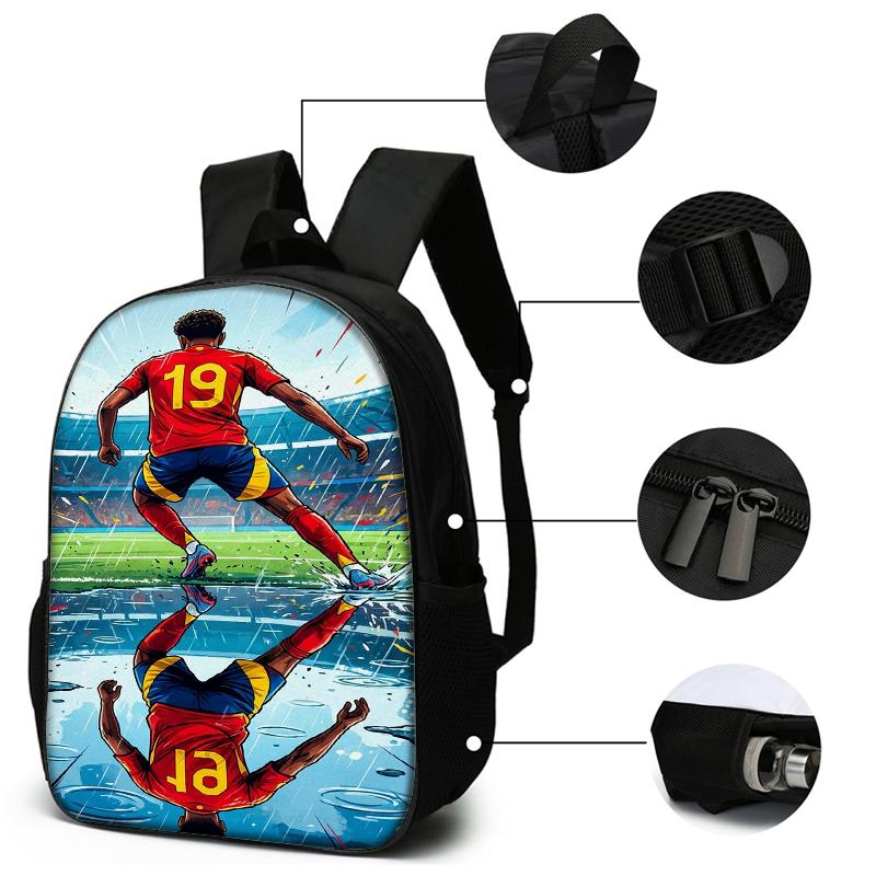 3-Piece 19 Soccer Star Pattern Backpack Set – Large-Capacity Casual Backpack with Matching Clutch & Tote Bag, Perfect for Daily