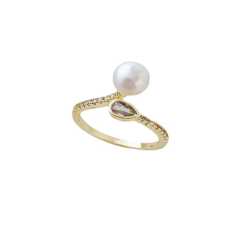 Cold Wind Freshwater Pearl Ring Women's New Personalized Pearl Ring Jewelry Niche Fashion Exquisite