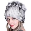 Colorful Rex Rabbit Fur Knitted Women's Warm Winter Hat