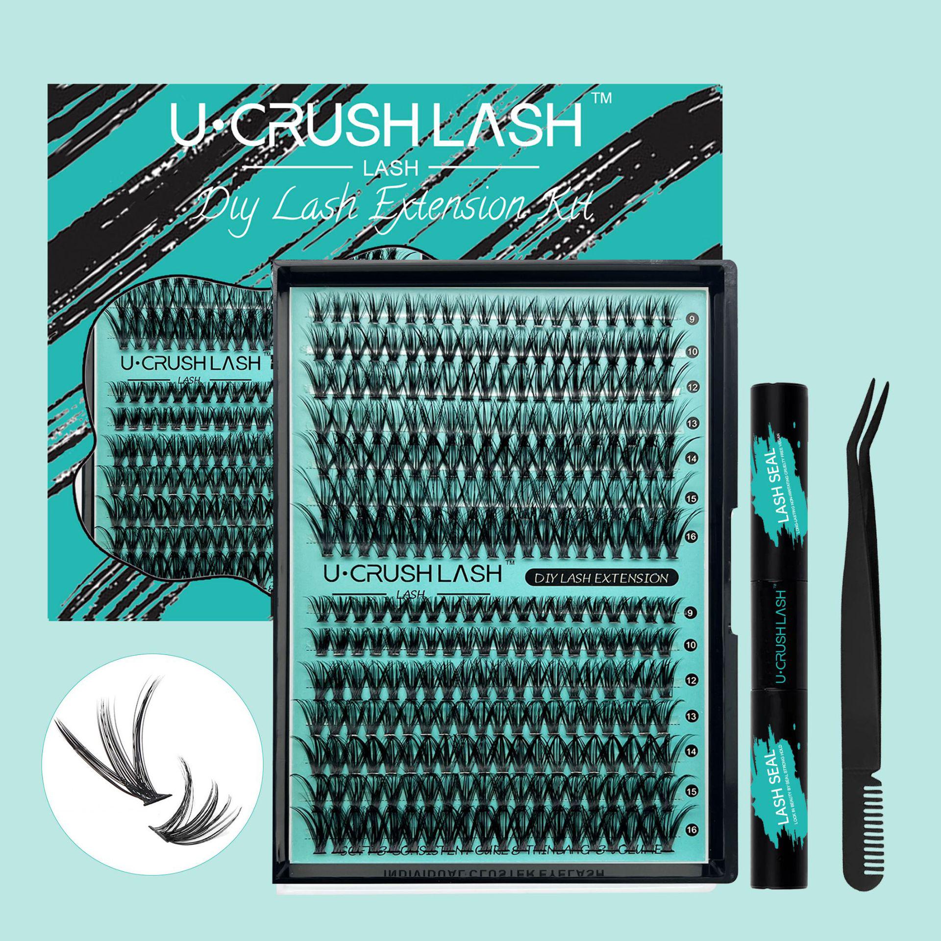 

Lash Kit: Green and Black Stem Single Cluster False Eyelashes