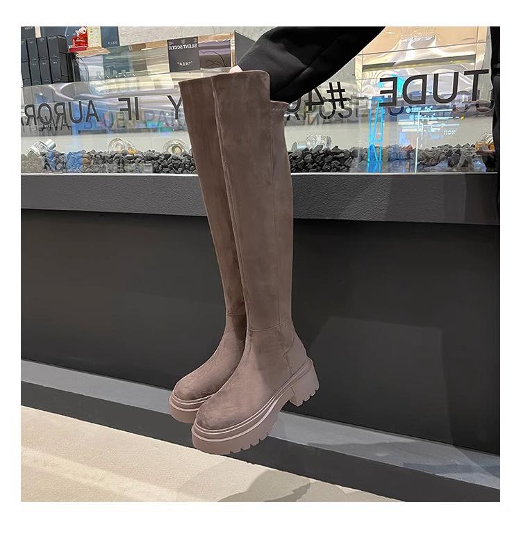Uncle's same suede over-knee boots elastic thin boots long boots women's 2025 new long boots thick-soled high boots