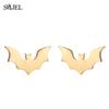 Stainless Steel Bat Stud Earrings For Women Men Punk Funny Halloween Party Gift Black Bat Earings Studs Jewelry Wholesale