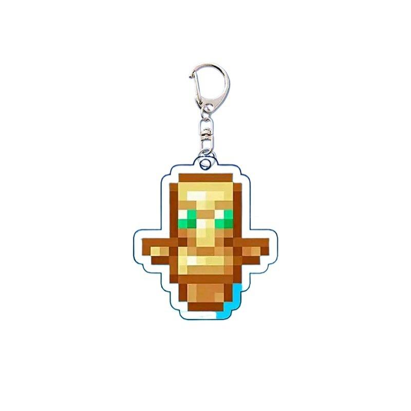 Cartoon Pixel Welt Kumpel Schlüsselanhänger, Überlebens Totem & Goldener Apfel Acryl Anhänger, Kawaii Spiel Inspiriertes Taschenanhänger