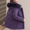 Real Fur Collar Middle Age Women's Winter Down Jackets Hooded Plus Size Thick Down Coats Woman Outerwears