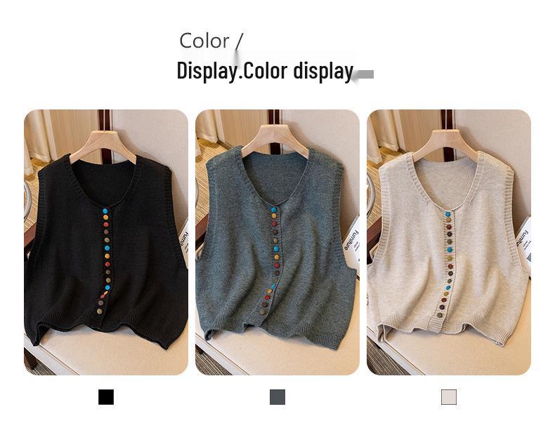 Retro Korean-Style Colorful Button Knit Vest for Women - Versatile and Stylish Spring Fashion