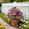 Artificial Violet Flower Stake Realistic Vibrant Color Fake Flower Bush for Garden Yard Patio Balcony Outdoor Decoration