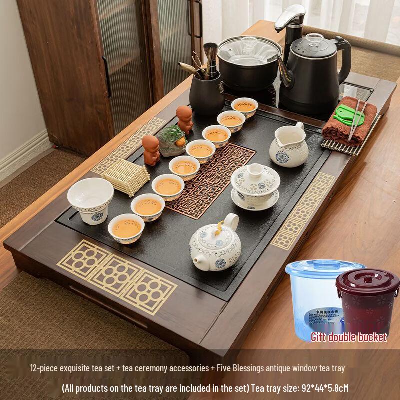 

Chaxun Exquisite Ceramic Tea Set with Wufu Tray
