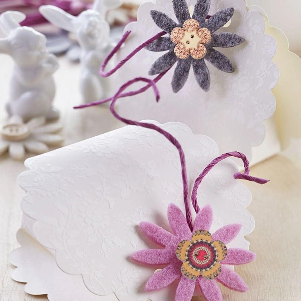 100PCS Flat-back Clothing Button Bohemian Style Sewing Button Flower Wooden Buttons  Clothing Sewing