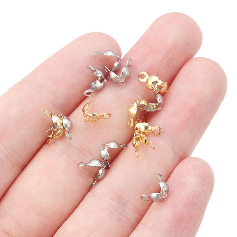 50pcs/lot Stainless Steel Connector Clasps Ball Chain End Crimp Beads Caps For Jewelry Making DIY Bracelet Necklace Accessories