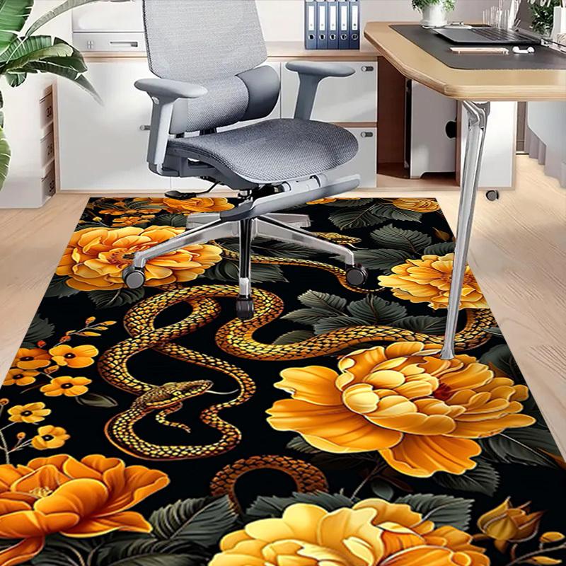 1PC Snake Flowers Anti-slip carpet, suitable for Office, bedroomand playrooms. It can also be used as a sofa footrest cover-W75