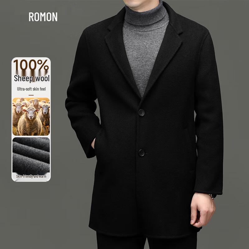

Romon Men s 100% Wool Mid-Length Overcoat 3XL