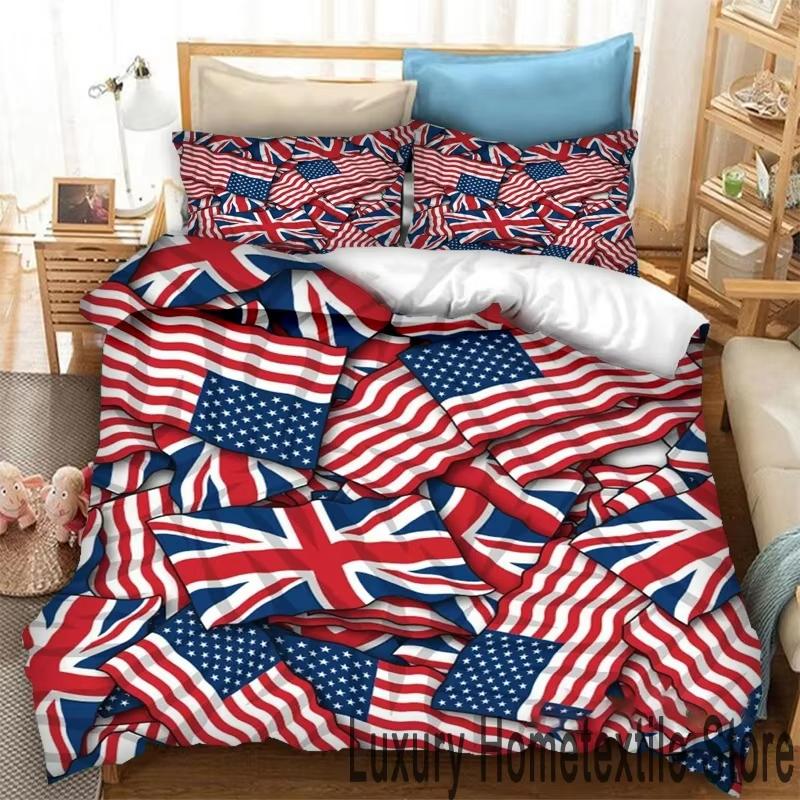 New 3D Print Britain United Kingdom Flag Bedding Set Double Twin King Duvet Cover Comforter Pillowcase Boys Girls Adults Bedroom