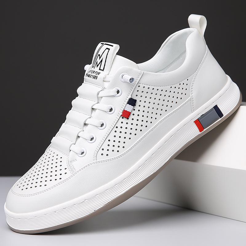 

2024 летние новые мужские туфли ручной работы онлайн повседневные кожаные мужские туфли с полыми дышащими отверстиями белые туфли мужские 2306 38 белый