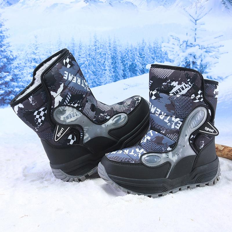 TUINANLE Boys' Winter Snow Boots, Non-Slip, Extra Warm, Medium To Large Sizes, Outdoor Hiking Footwear Children