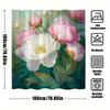 1pc Romantic Peonies Bath Curtain - Lush Garden Design with Pink & White Blooms, Green Foliage On Dreamy Blue-Green Background,