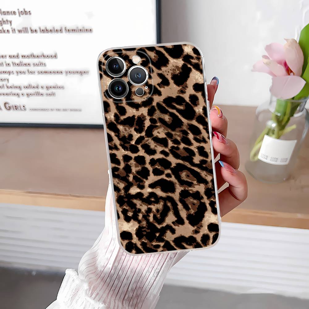 Leopard Cheetah Print Phone Case For IPhone 17 16 11 12 13 14 15 Pro Max Plus Cover Clear Case