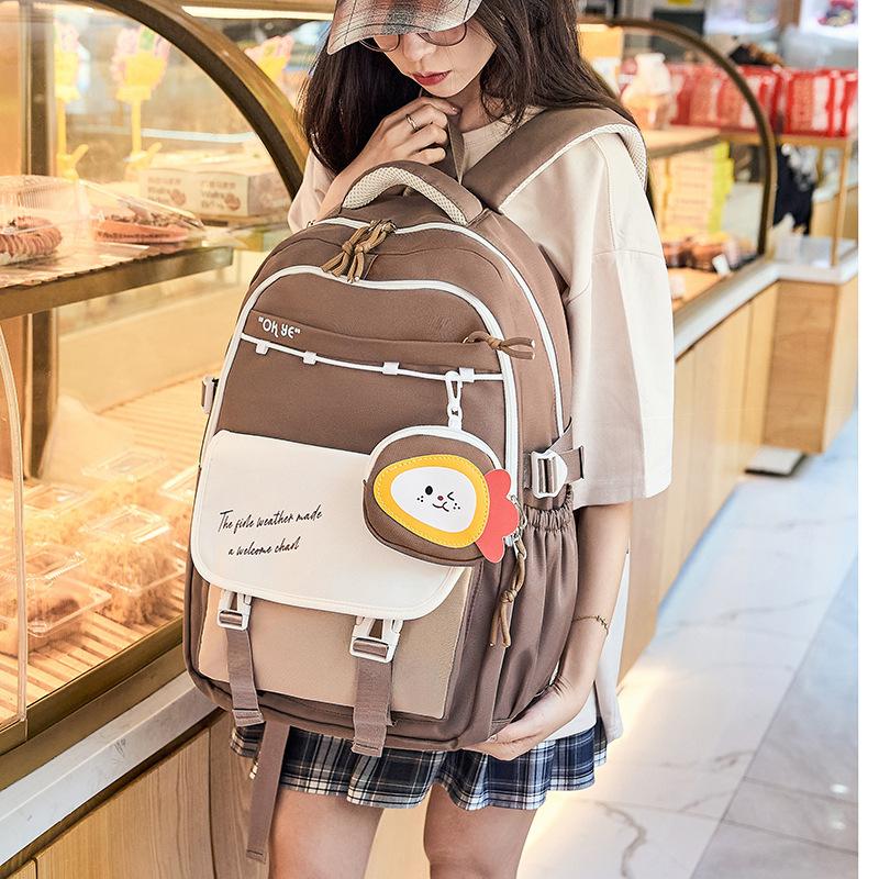 Large-capacity Casual Backpacks, High-appearance-level Student Schoolbags, Fashionable Color-blocking College Student Commuting Backpacks