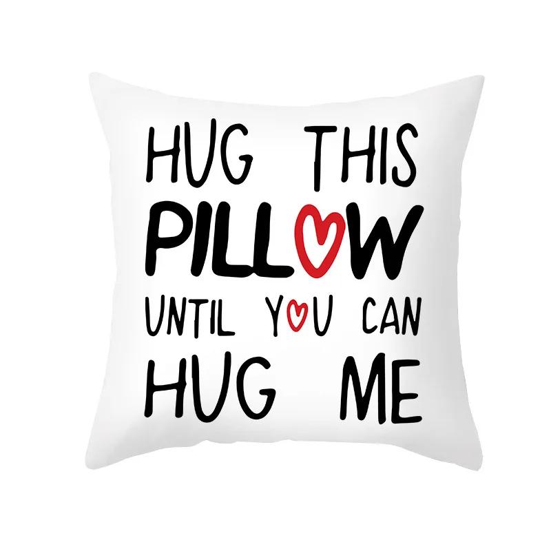 Valentine's Day Wedding Couple Gift Decorative Cushion Cover 45x45cm Throw Pillowcase Letters Heart Love Printed Pillow Covers