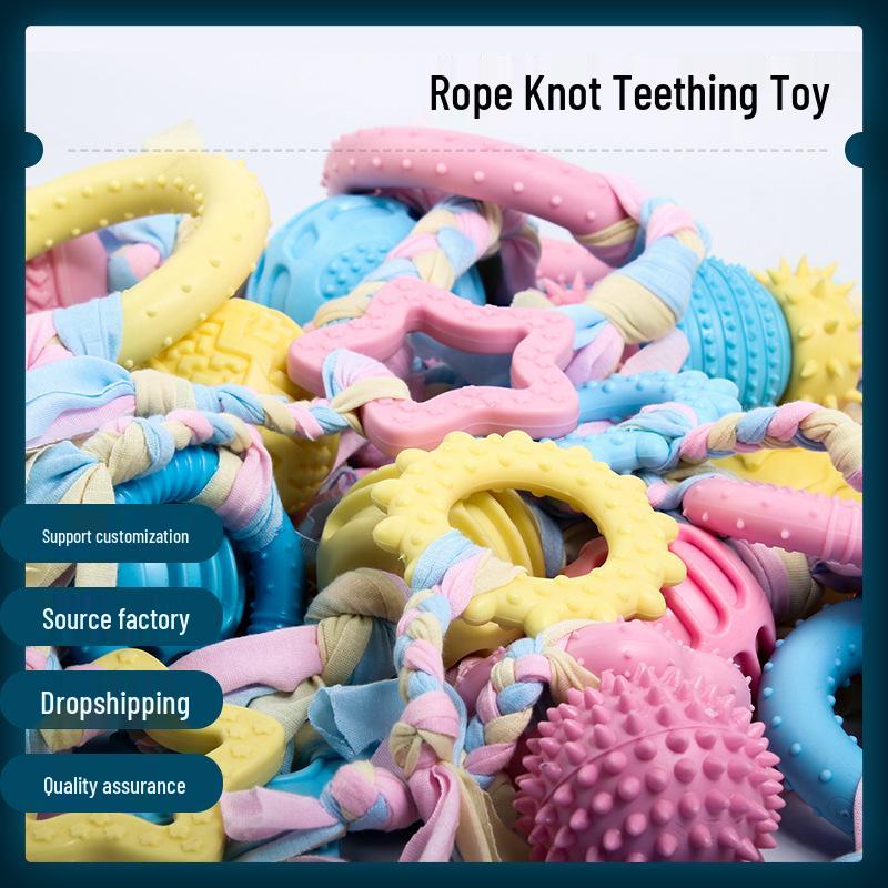 Durable Cotton Rope Knot Dog Toy - Bite-Resistant, Indestructible Molar Ball for Puppies