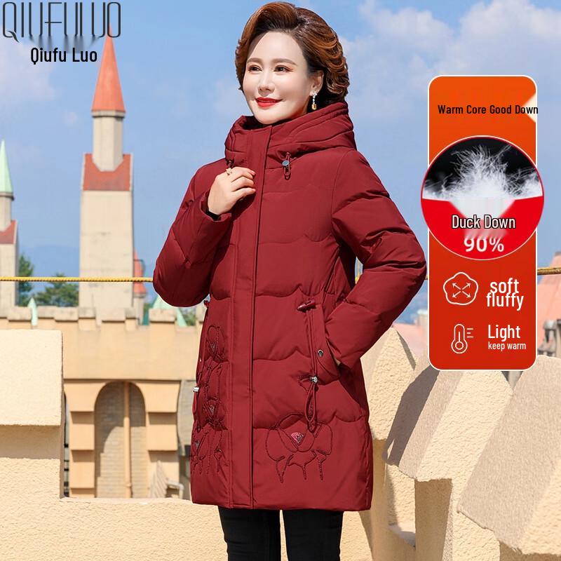 

Qiufuro Mid-Aged Women s Long Padded Winter Down Jacket 6XL