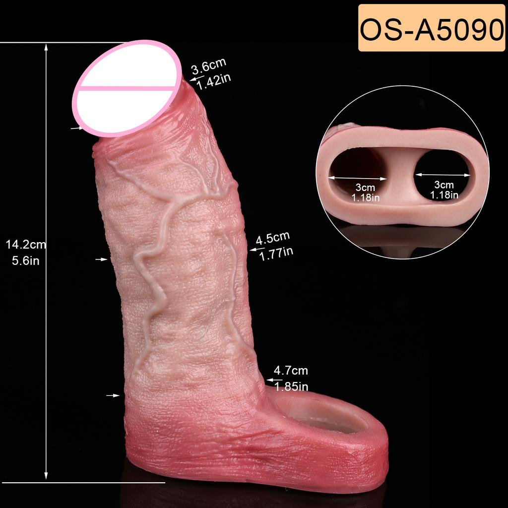 SXXY Real Veins Lifelike Closed Head Penis Sleeve For Men Dick Enlargement Silicone Reusable Condom Sex Products For Adult