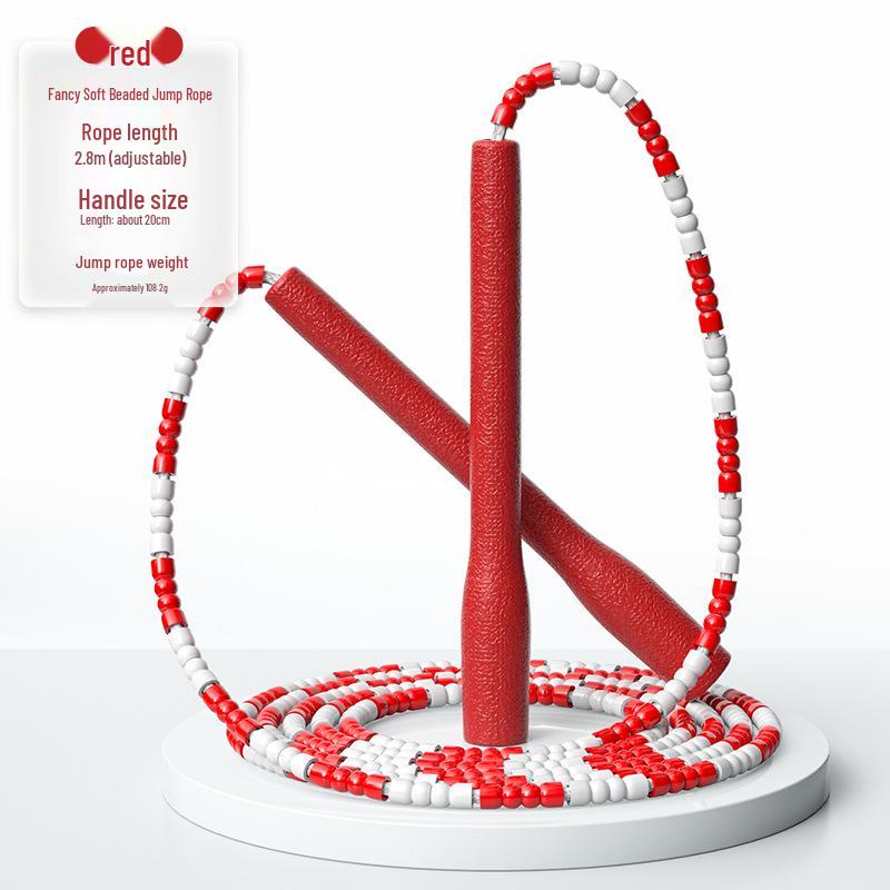 Children s Beginner Adjustable Bamboo Jump Rope with Non-Slip Handle and Beaded Design