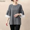 Blusa Feminina Casual de Renda com Gola Redonda e Meia Manga