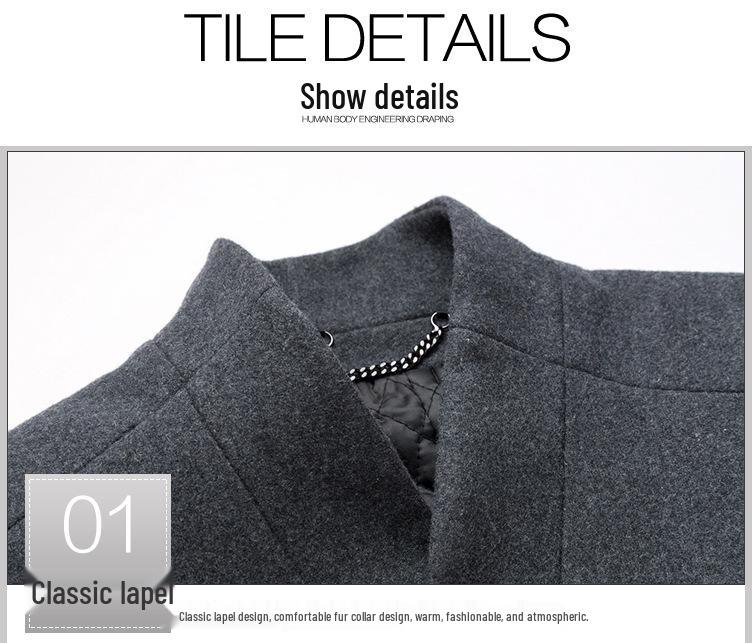 Men's Mid-Length Stand-up Collar Wool Blend Overcoat - Non-Iron Fashion Outerwear for Autumn/Winter 2020
