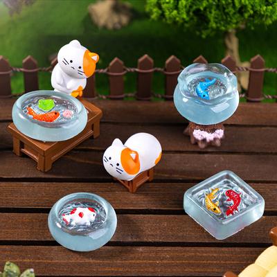 4 sztuki/zestaw domek dla lalek miniatura symulacja akwarium koi domek dla lalek okrągły model akwarium domek dla lalek mini meble dekoracja