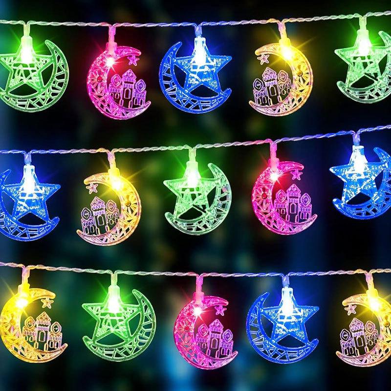 Led Eid Mubarak String Lights Islam Muslim Festival Party Decor Moon Star Castle Lantern Ramadan Decoration For Home 2026