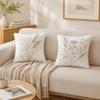 Boho Neutral Pressed Wildflower Cushion Cover Double-Sided Plush Sofa Cushion Covers Organic Breathable Invisible Zipper