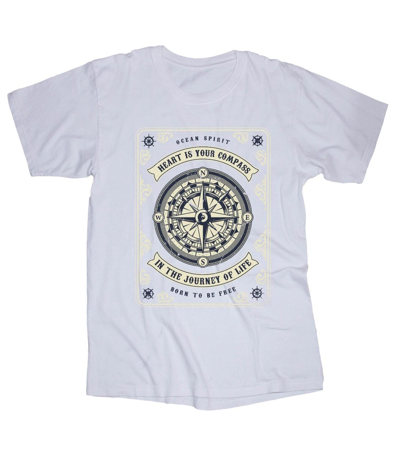 Nautical Yacht Marina Sailboat Boating Compass Ocean Sayings white T-shirt L