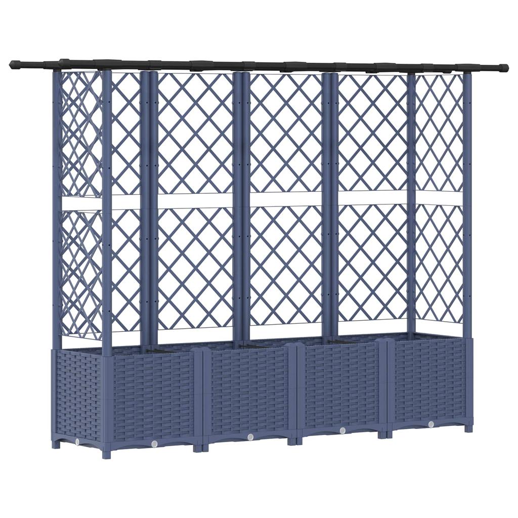 Raised Garden Bed with Trellis and Hanging Roof Gray 202 x 40 x 138 cm PP