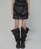 Peulleeoeob Draped Mesh Layered Mini Skirt (Fl-265_Black)