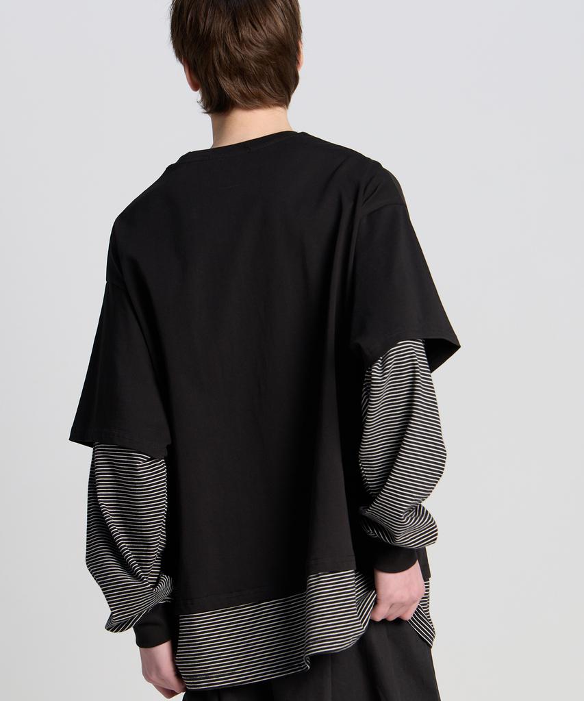 TENER Layered Stripe Long Sleeve Black