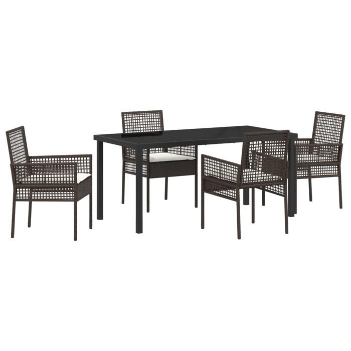 VidaXL Ensemble de salle à manger jardin 5 pièces avec coussins poly rattan marron 3379873