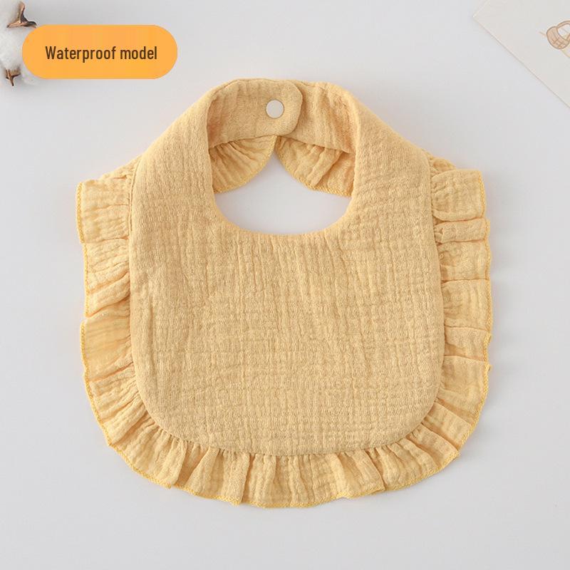 Ruffle Lace Waterproof Cotton Baby Bib (Seven-Layer Gauze)