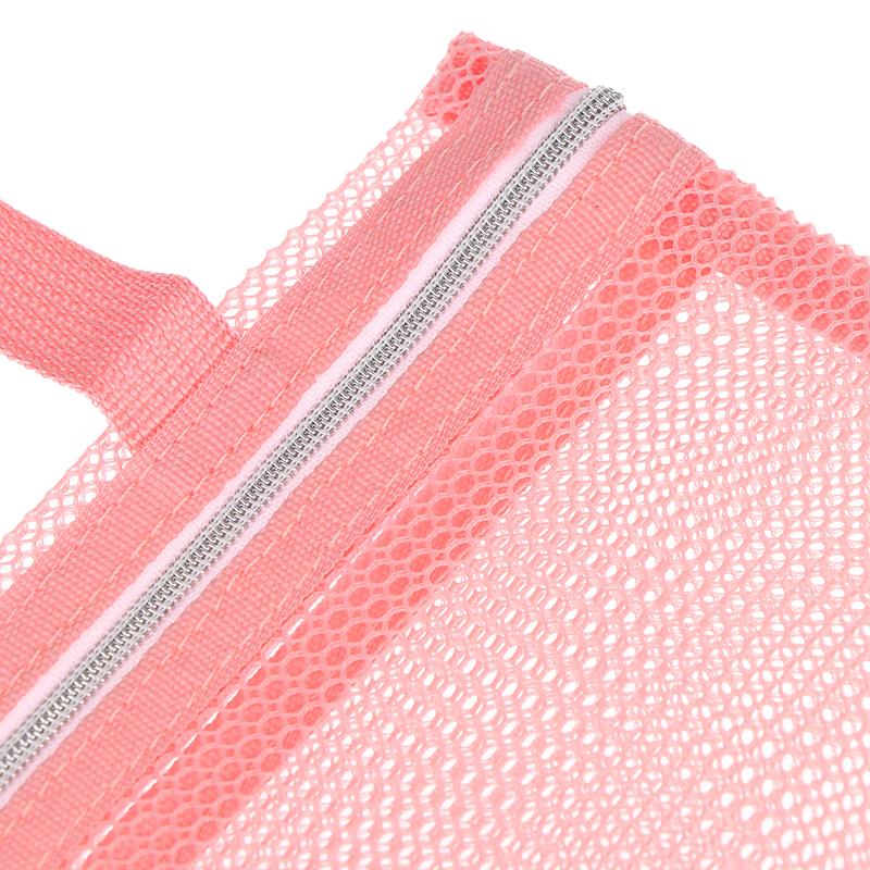 Pink Mesh Multi-Pocket Mini Makeup Bag Swimming Bag Portable Travel Storage Bag Portable Bath Bag Beach Bag One Pack
