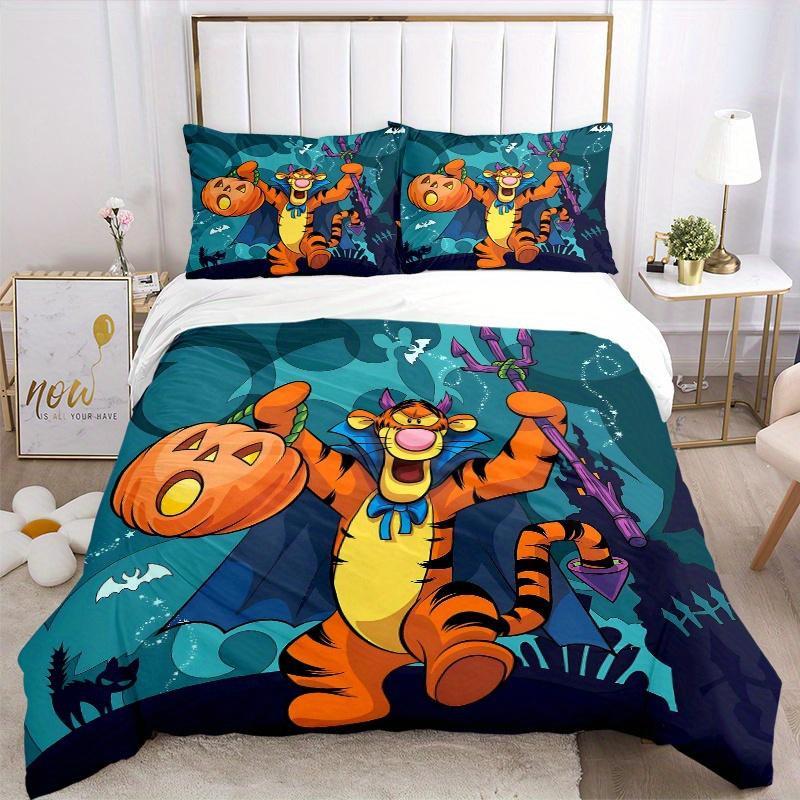 3pcs Halloween Tigger Bedding Set Includes Quilt Cover and Pillowcases, Suitable for All Seasons B039