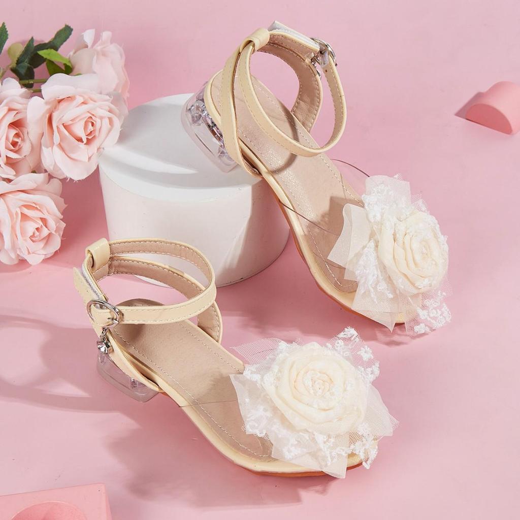 Mädchen Sandalen mit offener Zehenpartie und Rosenblüte - Frühjahr 2026