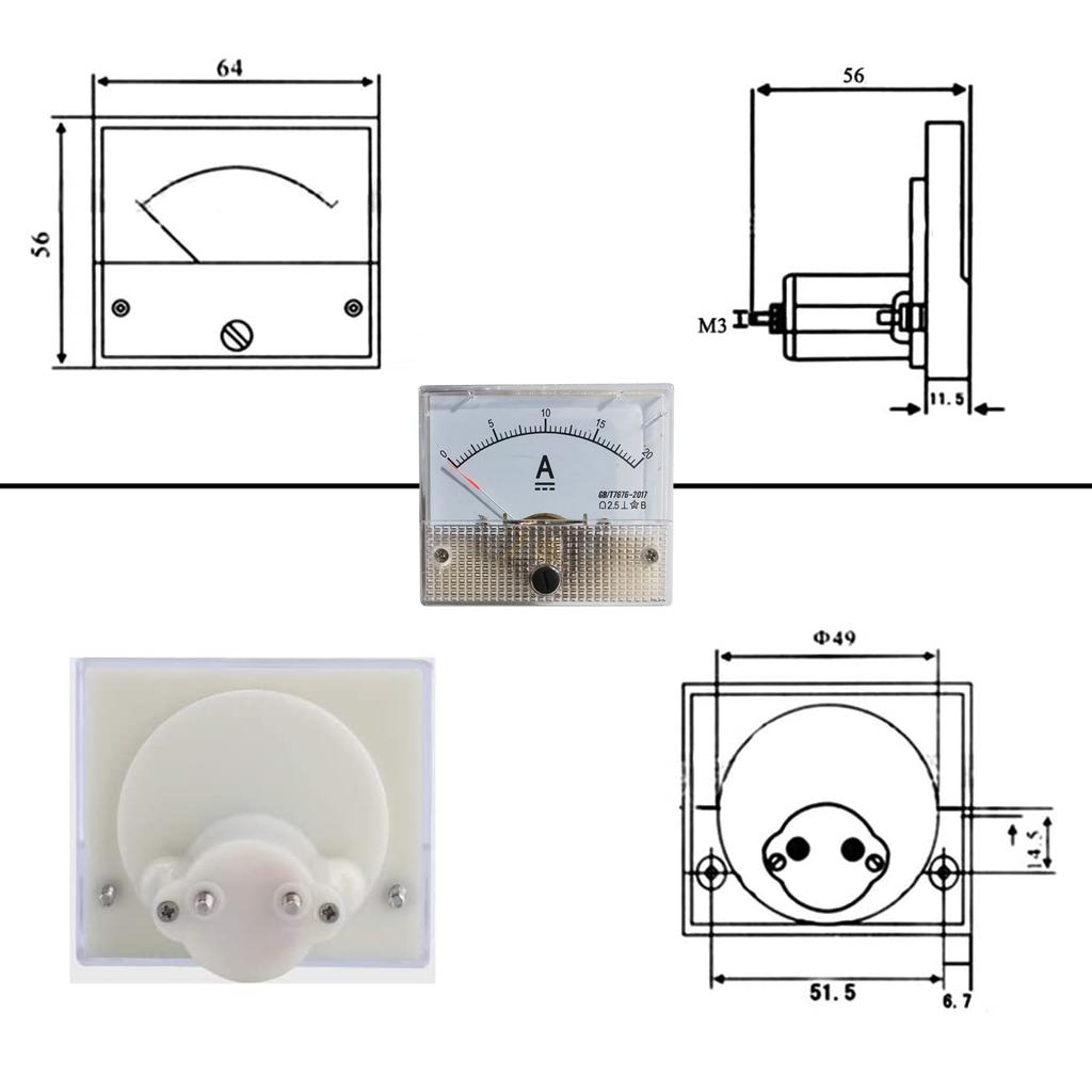Analog Current Meter Panel Dial-Current Gauge-Pointer Ammeter Microampere Meter