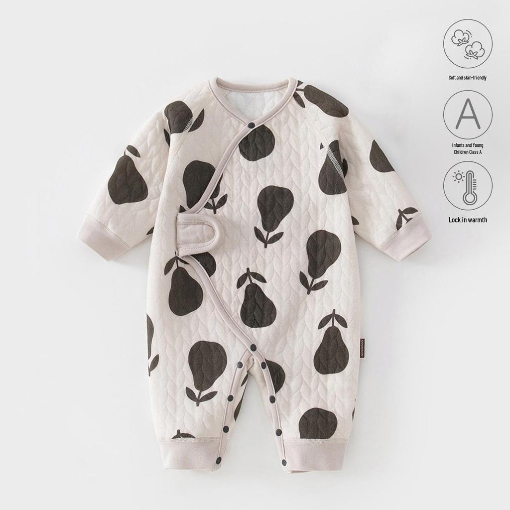 Baby Butterfly Three-Layer Warm Crawling Jumpsuit - Boneless, All-Season Newborn Clothing