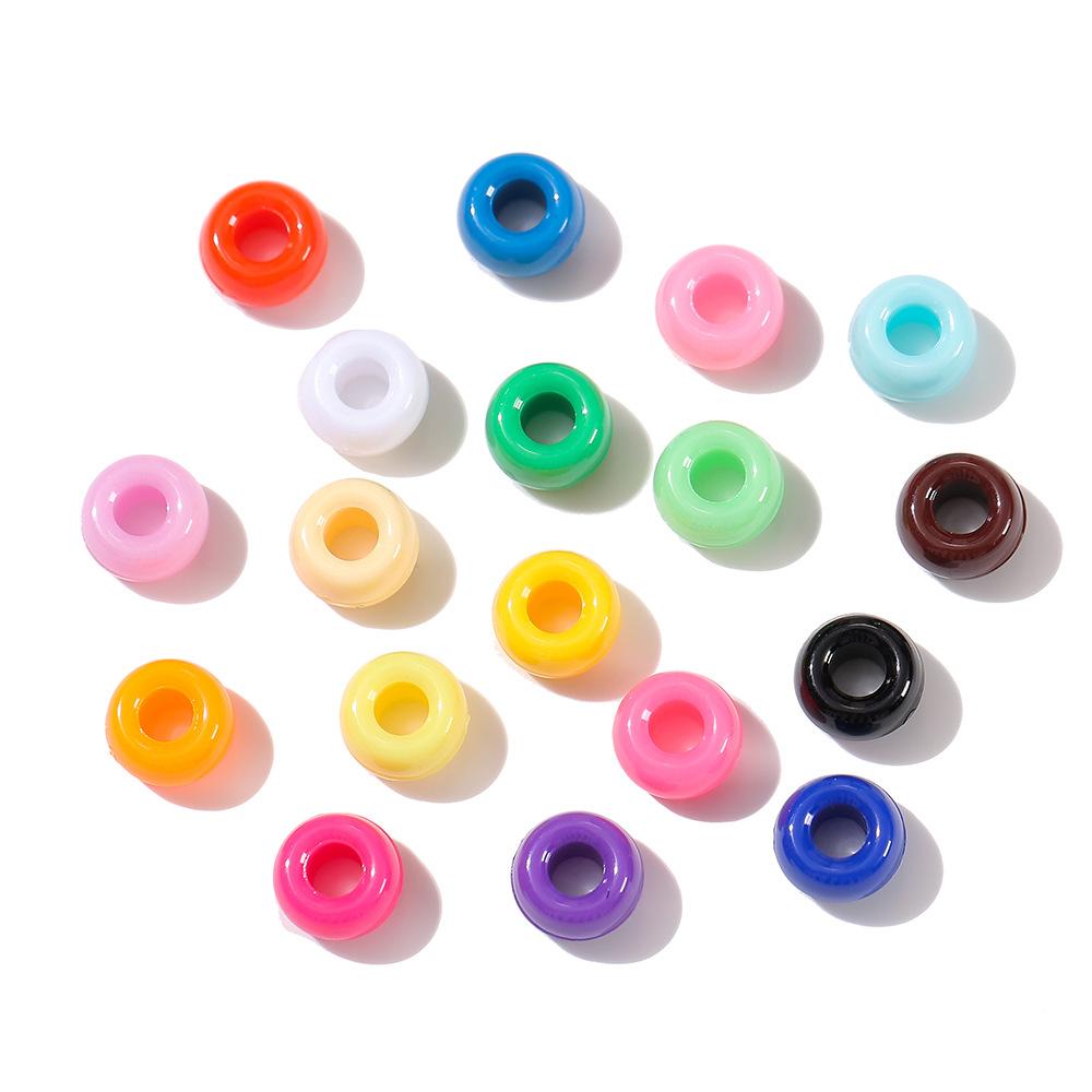 TX40 100Pcs 9mm Colors Minimalist Multicolor Rotundity Acrylic Big Hole Spacer Beads DIY Craft Kid Necklace Bracelets Accessory