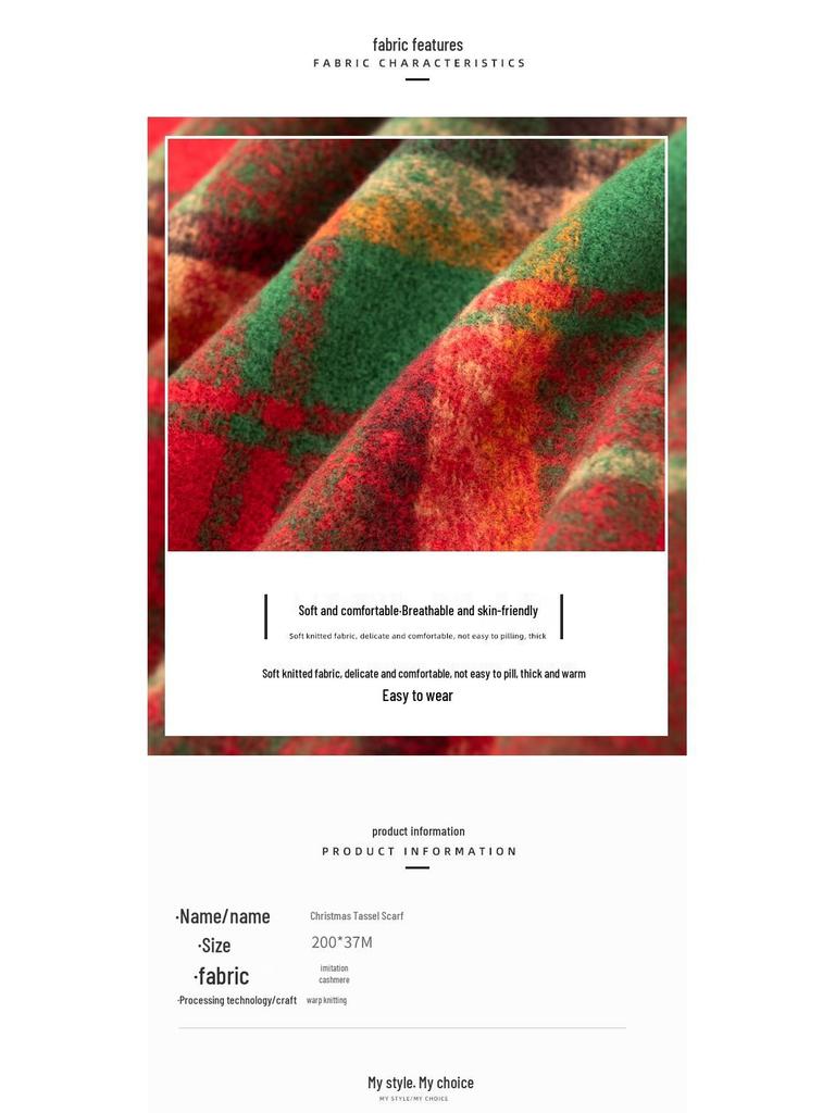 Women's High-End Windproof Plaid Scarf - Warm Imitation Cashmere Shawl for Autumn & Winter