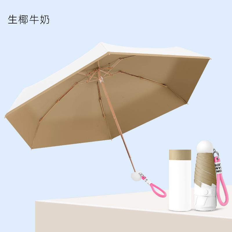 Small and Cute Wind Sunscreen Umbrella UV Protection Sun Umbrella Color Glue Fabric Portable Folding Parasol Rain and Shine