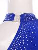 Womens Latin Dance Crop Top Single Long Sleeve Asymmetrical Shoulder Sparkly Rhinestone Top Belly Dancewear