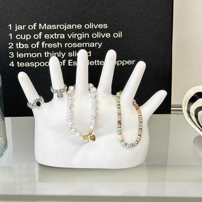 Soporte para Joyas de Seis Dedos Forma de Mano Soporte para Anillos Organizador de Joyas de Sobremesa Soporte de Exhibición para Mujeres Pulseras Collares Almacenamiento