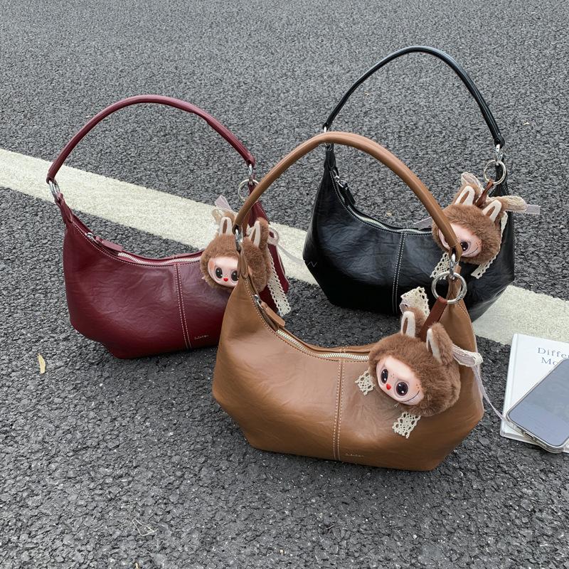 2025 New Fashionable Solid Color Casual Simple Commuting Large Capacity Shoulder Bag Messenger Bag Underarm Bag Shopping Bag