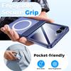 Magnetic Matte Protective Case with Tempered Glass Screen Protector and Hinge Protection for Samsung Galaxy Z Flip 7-Blue